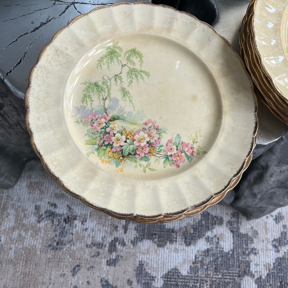 Imperial ware porcelain breath o spring dinner plates yellow 11 plates 1930s - Picture 14 of 17